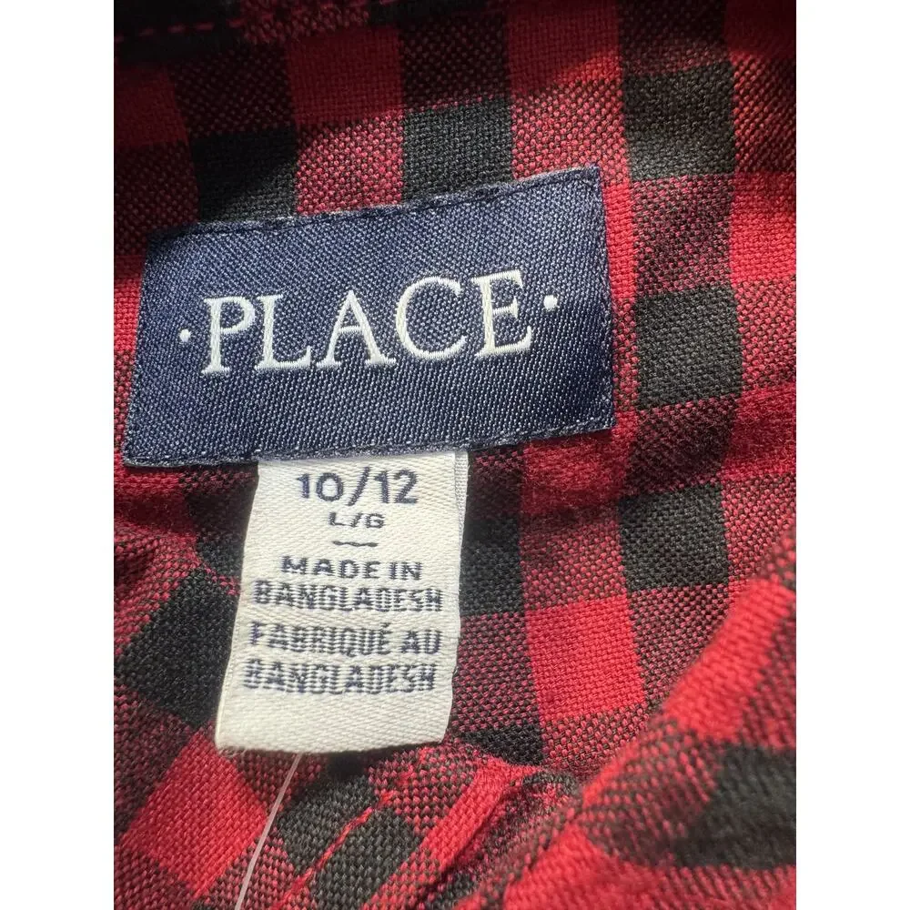 The‎ Children's Place Dad Matching Short Sleeve Plaid Shirt Boy's Sz L Brand New